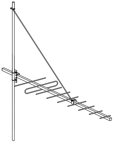 Single fibreglass tension strut kit sutis Y4/ Y6/ Y7/ Y8 series, includes Yagi-to-strut and strut-to-pole mounting – 1.5m